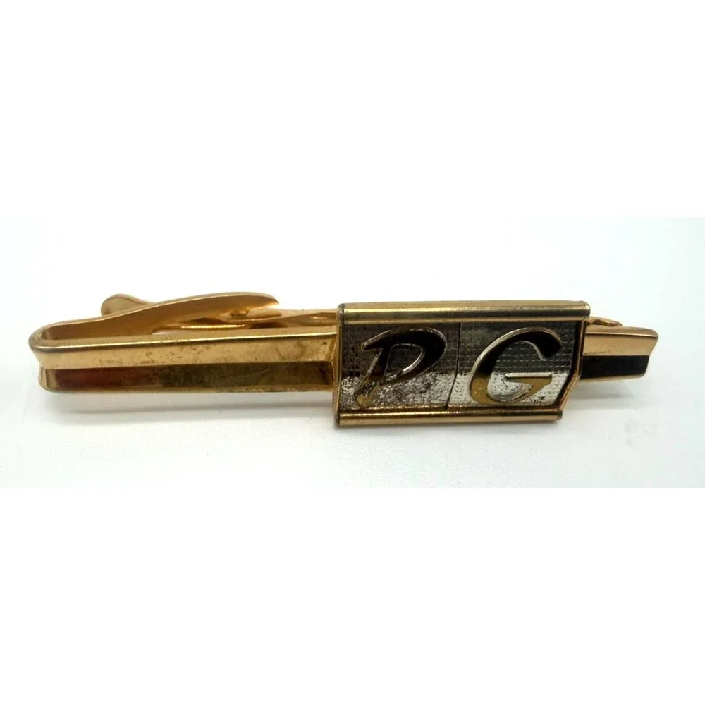 Lot of 4 Vintage Hickok USA Gold Tone Tie Bar Clips Monogram Initials MCM Retro